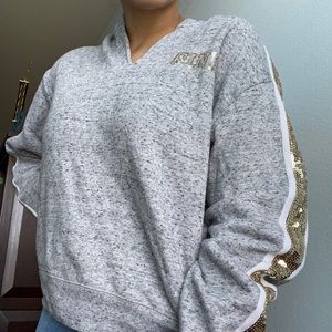 PINK grey long sleeve hoodie with sequins
